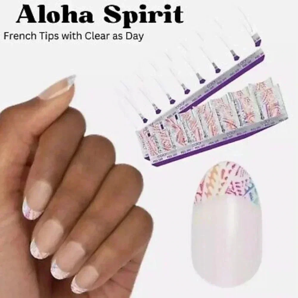 Color Street Nail Polish Strips-Retired Set-Aloha Spirit French Manicure